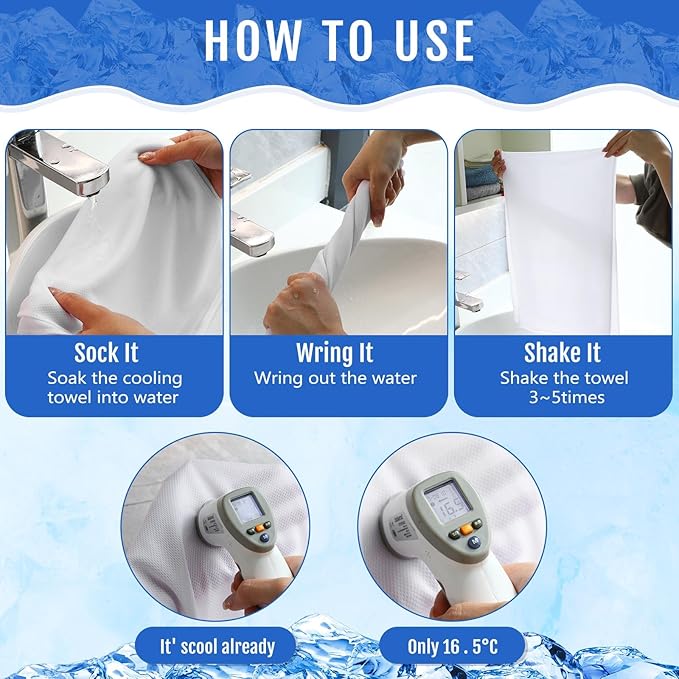 Hosuly 30 Pack Cooling Towels, 40"x12" Ice Breathable Soft Chilly Sweat Rag Microfiber Workout Rags for Gym Cooling Towels for Neck and Face for Yoga Golf Sport Running-GravixFit