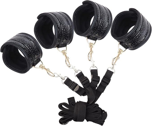 6pcs Black PU Adjustable Straps Sports Training Fitness Gear Home Yoga Set-GravixFit