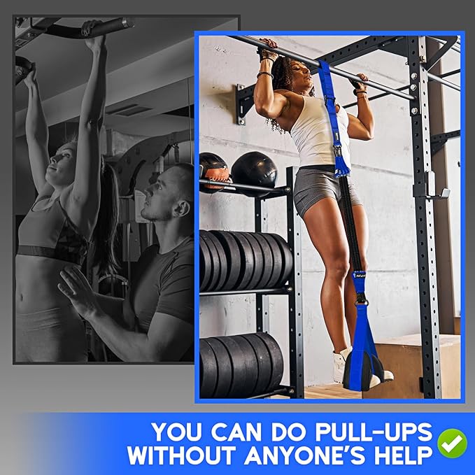 Pull Up Assistance Bands, Adjustable Heavy Duty Resistance Band for Pull Up, 3 Pull Up Bands, Comfortable Fabric Feet/Knee Rest, Assistance Bands for Pull-Up, Home Fitness, Body Stretching-GravixFit