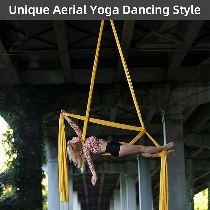 PRIOR FITNESS Aerial Silks Kit Colorful 9/15/20 Yards 40D Nylon Fabric Hammock Set With Hardware & Guide for All Levels Of Aerial Yoga Practice and Acrobatic Flying For Adults Aerial silk-GravixFit