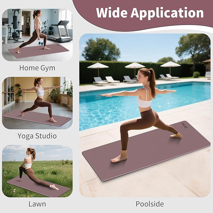 HAHE Non Slip Yoga Mat Wide, (72"L X 32"W, 0.24" Thick) Large Fitness Exercise Mat with Carrying Strap, Eco-Friendly POE Yoga Mats for Home, Gym, Pilates, Stretching-GravixFit
