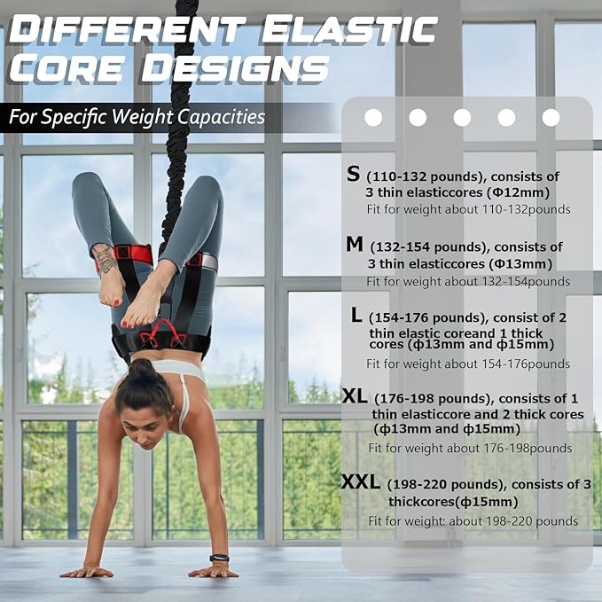 Heavy Duty Bungee Fitness Set – Professional 4D Bungee Resistance Band for Home Gym, Yoga & Air Dance – Adjustable Harness with 360° Rotational Device,Includes Workout Guide-GravixFit