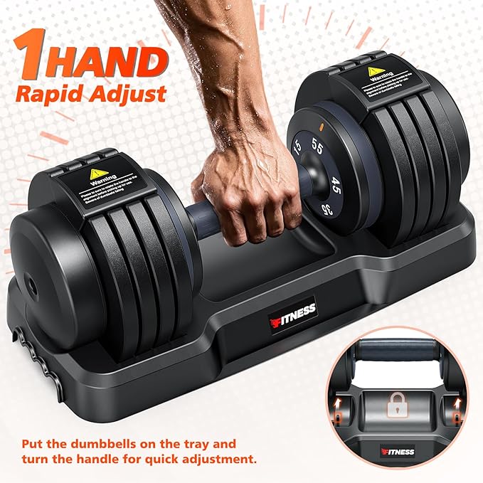 Adjustable Dumbbells Set of 2, 1 Hand Adjustable Weights Dumbbells Set, 5 in 1/10 in 1 Free Dumbbell with Anti-Slip Texture Handle, 25/55/80lb Pair Weight Set For Home Gym Suit both Men and Women-GravixFit
