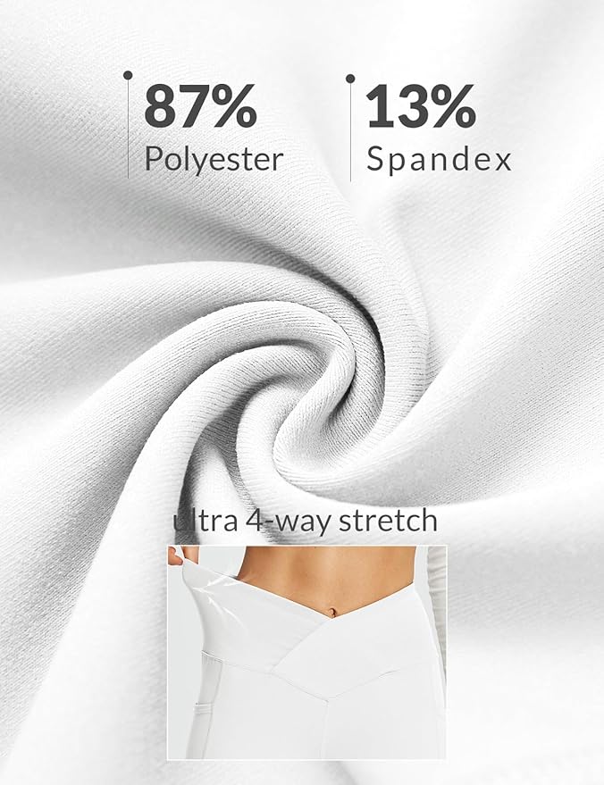 baleaf Women's V Crossover Flare Leggings with Pockets Yoga Pants High Waist Casual Workout Gym Bell Bottom Leggings-GravixFit