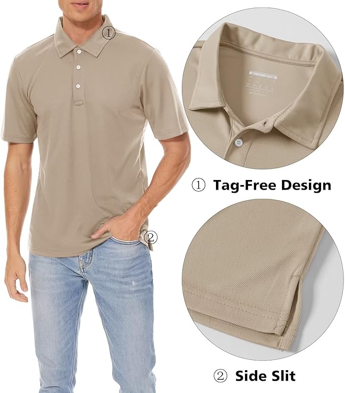 MAGCOMSEN Men's Polo Shirts 3 Buttons Casual Work T Shirts Quick Dry Short Sleeve Golf Shirt Pique Jersey Outdoor Performance-GravixFit