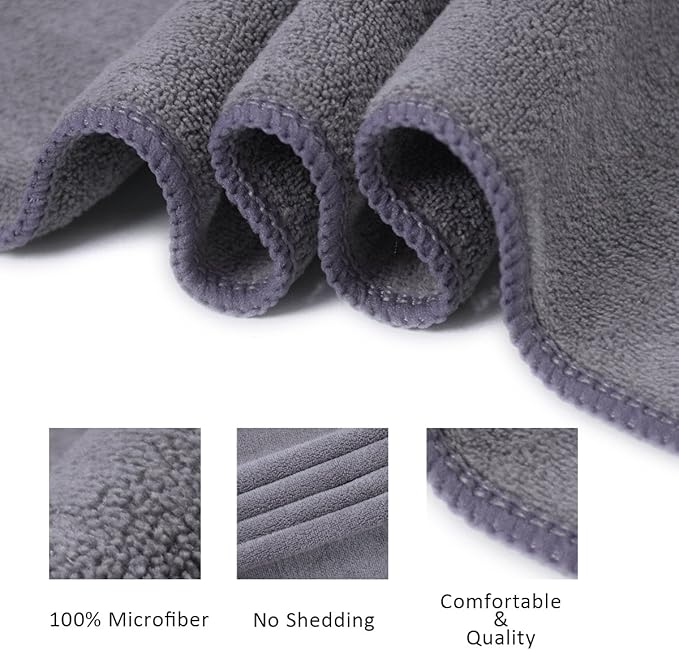 JML Microfiber Towels, Beach Towel Sets (6 Pack, 27" x 55") - Extra Absorbent, Fast Drying, Multipurpose for Bath, Swimming, Fitness, Sports, Yoga, Grey/Pink/Purple-GravixFit