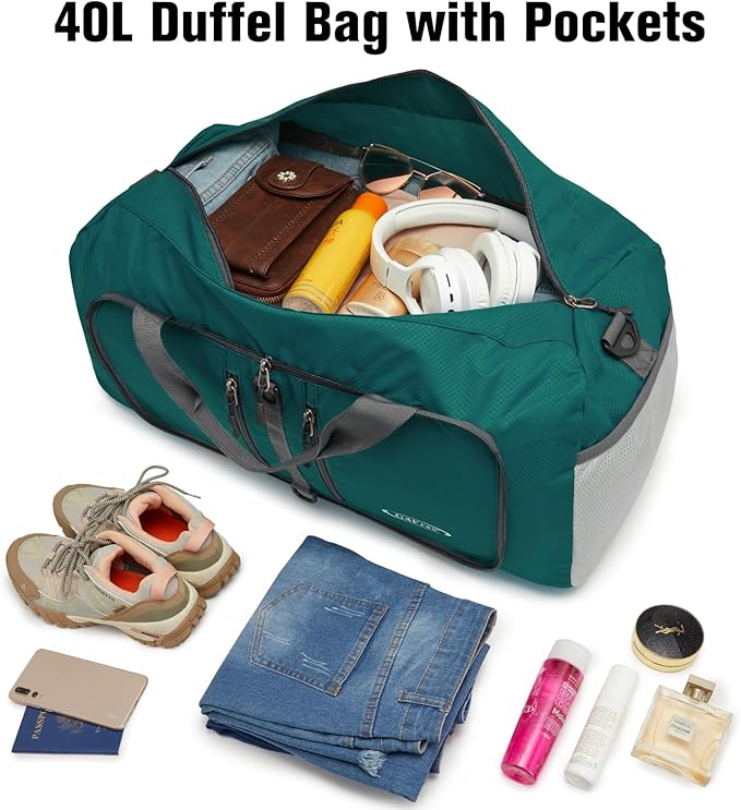 G4Free 40L/65L Foldable Duffel Bag, Water-Repellent Travel Backpack, Lightweight Carry Bag for Overnight Weekender Sports Men Women-GravixFit