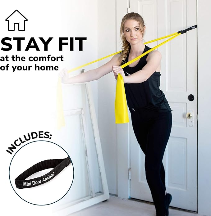 7Ft Long Resistance Bands for Stretching - Resistance Bands Set with Door Anchor - Exercise Bands Including Carry Pouch, E-Book & App - Latex-Free Workout Bands-GravixFit
