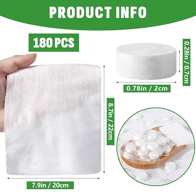 180 PCS Compressed Towel, Mini Compressed Towel Tablets, Disposable Compressed Face Towels, Camping Towel, Portable Bulk Compressed Coin Tissues for Home, Travel, Outdoor Sports-GravixFit