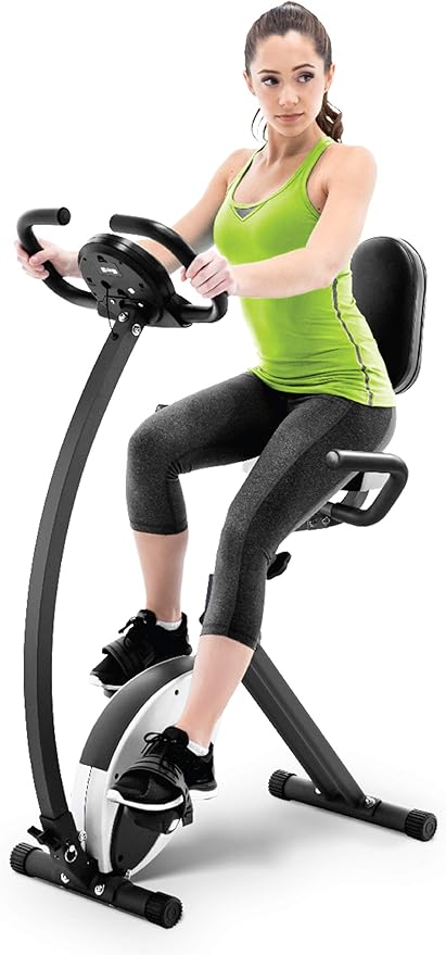 Marcy Foldable Upright Exercise Bike with Adjustable Resistance for Cardio Workout & Strength Training - Multiple Styles Available-GravixFit