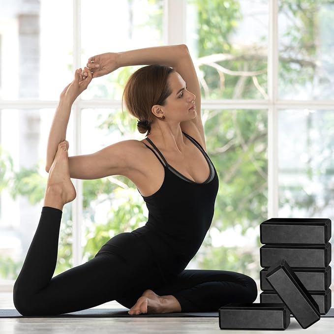 Yilloog 20 Pcs Foam EVA Yoga Blocks - High Density Non Slip Supportive Foam Blocks - Lightweight Black Yoga Bricks - Props for Women, Men, Beginners, Pilates, Meditation-GravixFit