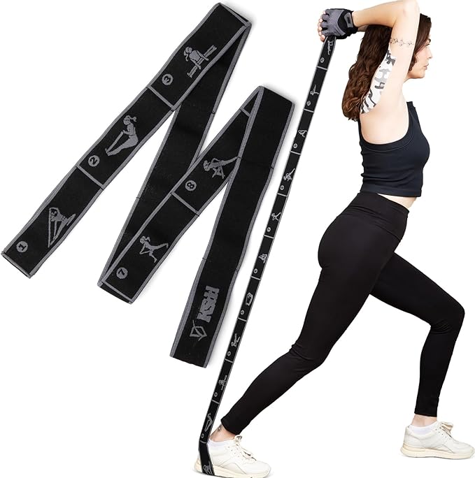 Elastic Yoga Strap with 11 Loops – Premium Stretch Band for Flexibility, Physical Therapy, Pilates, Leg & Full-Body Exercises – Non-Slip Fabric Resistance Band for Mobility & Strength Training-GravixFit