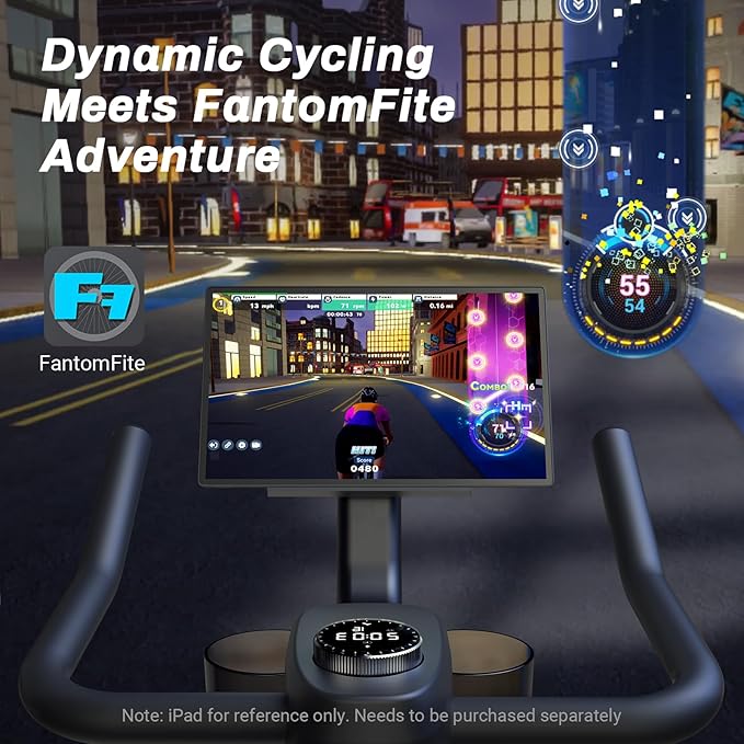 MERACH Exercise Bike, Brake Pad Stationary Bike with Exclusive App, Low Noise Indoor Cycling Bike with 300lbs Weight Capacity, Tablet Mount and Fitness Courses for Weight Loss-GravixFit
