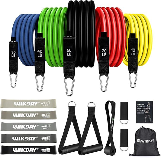 Exercise Resistance Bands with Handles for Working Out, 150/200/250/300 lbs Workout Bands Set with Door Anchor for Physical Therapy, Yoga, Pilates-GravixFit