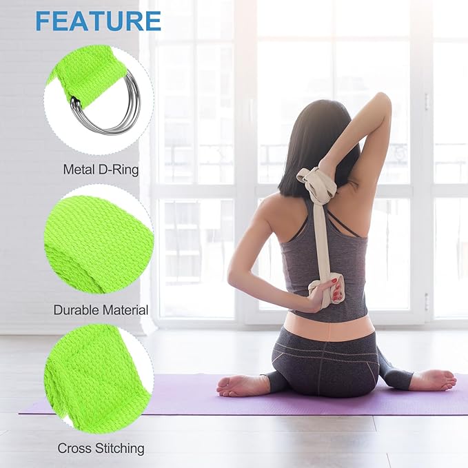 PATIKIL Yoga Strap for Stretching, Cotton Yoga Belt with Adjustable Metal D-Ring Buckle Stretch Band for Fitness Pilates-GravixFit