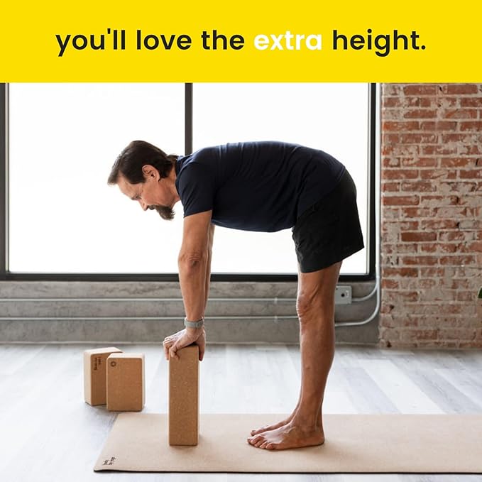 Premium Cork Yoga Blocks - Extra Large Yoga Block 2-Pack or Extra Tall 1-Pack for Inflexible Yogis | Natural, High-Density Cork for Superior Support & Stability | Optional Yoga Strap & Gift Box-GravixFit