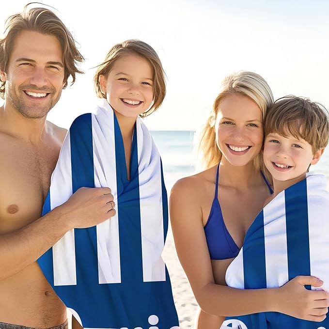 JML Personalized Beach Towel with Name, Custom Cabana Stripe Beach Towel, Customized Microfiber Pool Towel, Quick Dry & Absorbent Swim Towel for Adult,Mother's Day, Birthday, Summer Holiday,Vacation-GravixFit