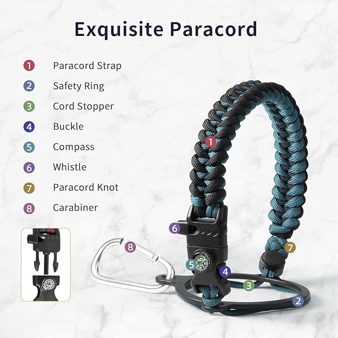 Trebo One Gallon Water Bottle Insulated with Paracord Handle,128oz Large Stainless Steel Water Jug,Vacuum Double Wall Insulated 24hr Cold Retention,Leakproof Flask with 3 Lids,Indigo Black-GravixFit