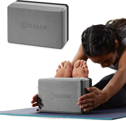 Gaiam Yoga Block - Supportive Latex-Free Eva Foam - Soft Non-Slip Surface with Beveled Edges for Yoga, Pilates, Meditation - Yoga Accessories for Stability, Balance, Deepen Stretches-GravixFit