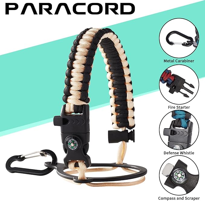 40oz Insulated Water Bottle - w/Straw Spout Lid, Bottle Holder with Strap, Paracord Handle, Protective Bottom Boot, Stainless Steel Metal Thermo Jug Flask Cold 48h & Hot 24h, Cream White-GravixFit