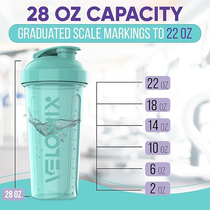 '-2 Pack- 28 oz Protein Shaker Bottles for Protein Mixes - 2x Wire Whisk | Leak Proof Shaker Cups for Protein Shakes | Protein Shaker Bottle Pack (Pink/Turquise)-GravixFit