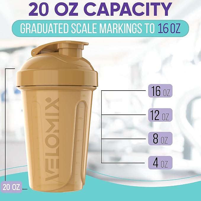 '-6 PACK- 20 OZ Protein Shaker Bottles for Protein Mixes, Shaker Cups for Protein Shakes, Small Shaker Bottle Pack, Shaker Cup, Shakers for protein Shakes (Midnight Clay - 6 Pack)-GravixFit