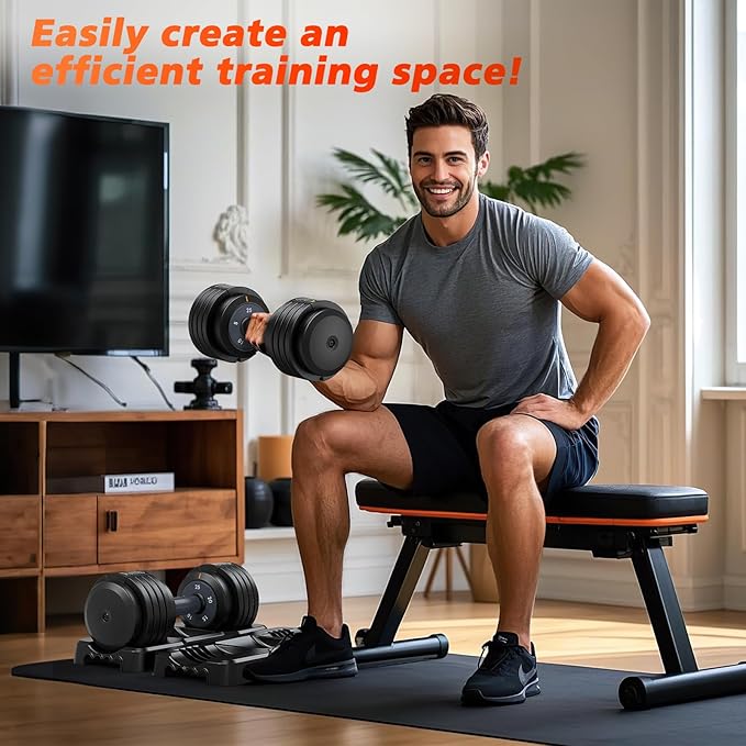 Adjustable Dumbbells Set of 2, 1 Hand Adjustable Weights Dumbbells Set, 5 in 1/10 in 1 Free Dumbbell with Anti-Slip Texture Handle, 25/55/80lb Pair Weight Set For Home Gym Suit both Men and Women-GravixFit