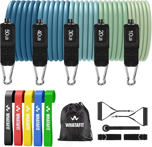WHATAFIT Resistance Bands, Exercise Bands，Resistance Bands for Working Out, Work Out Bands with Handles for Men and Women Fitness, Strength Training Home Gym Equipment-GravixFit