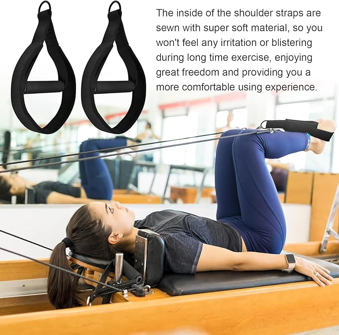 Pilates Double Loop Straps for Reformer, D Ring Straps Handle, Yoga Exercise Straps, 2 PCS-GravixFit