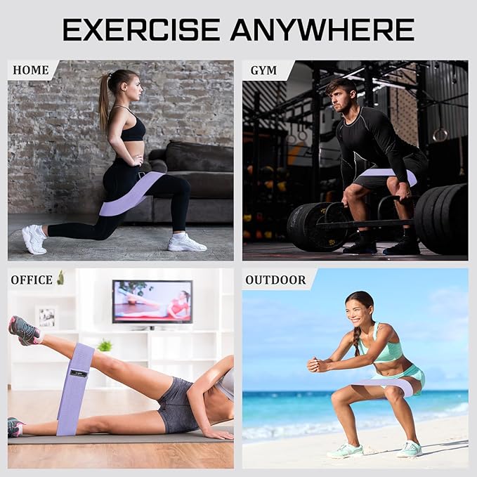 12 Pcs Fabric Resistance Bands for Working Out Booty Workout Stretch Exercise Bands Non Slip for Legs Squat Resistance Loop for Women Men Starter Butt Hip Thigh Fitness-GravixFit