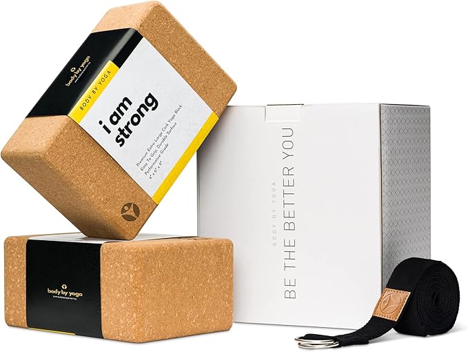 Premium Cork Yoga Blocks - Extra Large Yoga Block 2-Pack or Extra Tall 1-Pack for Inflexible Yogis | Natural, High-Density Cork for Superior Support & Stability | Optional Yoga Strap & Gift Box-GravixFit