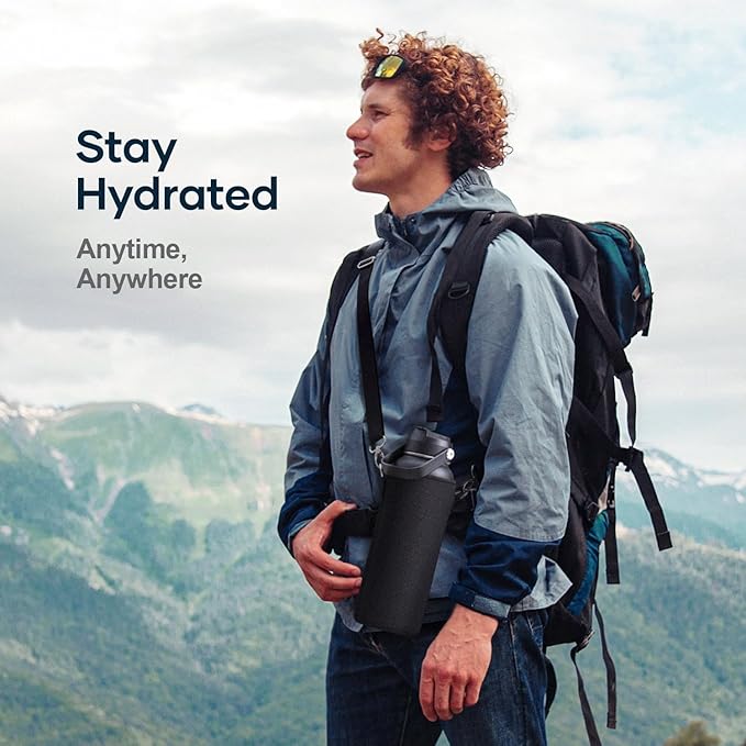 BUZIO Double Wall Stainless Steel Sports Wide Mouth Water Bottle, BPA-Free Flex Cap and Straw Lid, 40 Ounces & 32 Ounces Water Bottle, Sea Breeze-GravixFit