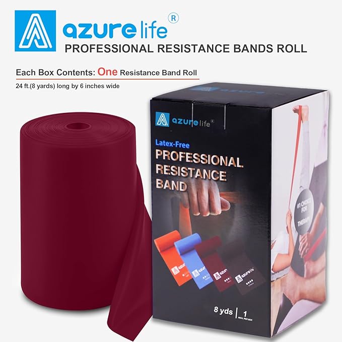 Professional 8 Yards Bulk Resistance Bands Rolls or 5,6,7 ft. Long Non-Latex Elastic Exercise Bands, Stretch Bands for PT, Yoga, Pilates, Rehab, at-Home or The Gym Workouts-GravixFit