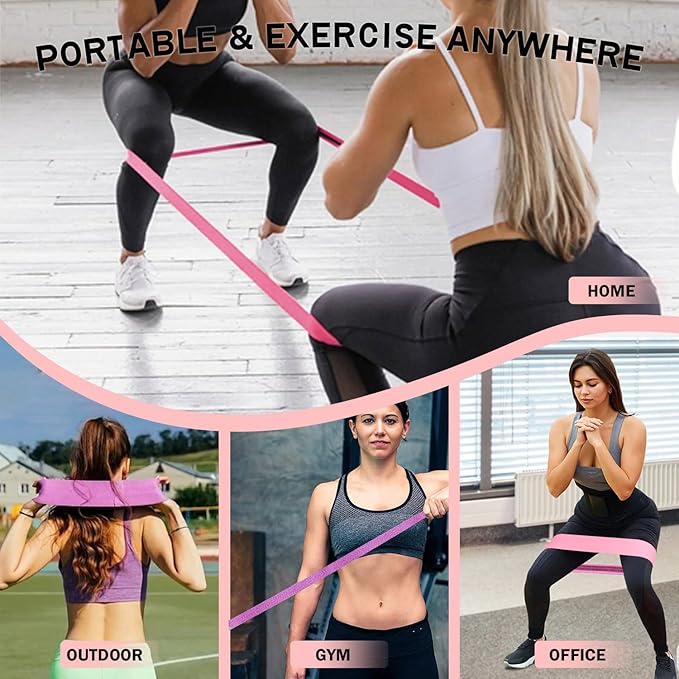 Long and Short Fabric Resistance Bands with Door Anchor 7 PCS, Non-Slip Stretch Booty Bands for Working Out Women & Men, Loop Exercise Elastic Bands for Home Physical Therapy Yoga Pilates-GravixFit