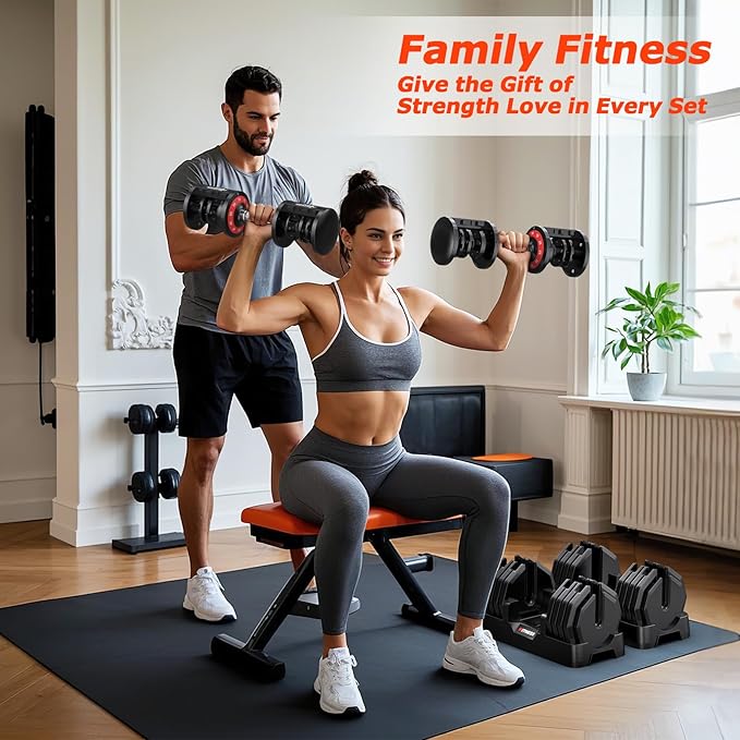 Adjustable Dumbbells Set of 2, 1 Hand Adjustable Weights Dumbbells Set, 5 in 1/10 in 1 Free Dumbbell with Anti-Slip Texture Handle, 25/55/80lb Pair Weight Set For Home Gym Suit both Men and Women-GravixFit