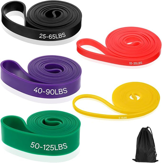 Pull Up Assist Bands with 5 Size, Resistance Band, Loop Power Exercise Band, for Home Gym Fitness, Stretching, Physical Therapy & Training-GravixFit