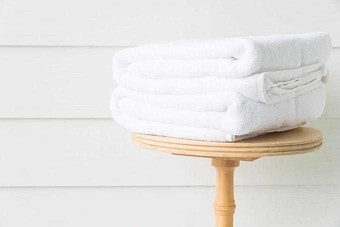 CH White Bath Towels Bulk - 22 x 44 Inches, 100% Cotton Economy Light Weight Towels for Commercial Use - Quick Dry, Ultra-Soft, and Absorbent Bulk Towels (12 Pack)-GravixFit