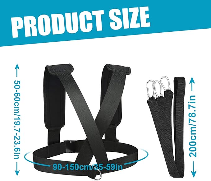YNXing Sled Harness Workout Resistance and Assistance Trainer Physical Training Resistance Rope Kit Improving Speed, Stamina and Strength-GravixFit