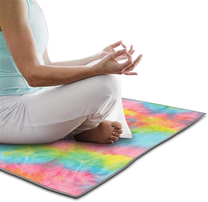 Yoga Towels Non Slip Hot Yoga Towel Skidless Waffle Texture100% Absorbent Odorless Microfiber Yoga Blanket Standard Sized 24 x72 in Mat Towel,for Hot Yoga Bikram Pilates (Pink & Blue & Yellow)-GravixFit