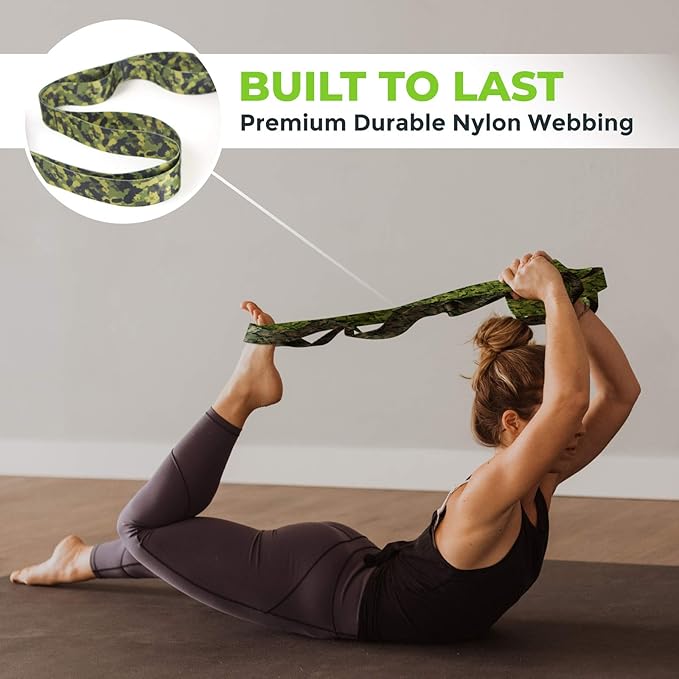 Gradient Fitness Stretching Strap for Physical Therapy, 12 Multi-Loop Stretch Strap 1.5" W x 8' L, Neoprene Handles, Physical Therapy Equipment, Yoga Straps for Stretching, Leg Stretcher.-GravixFit