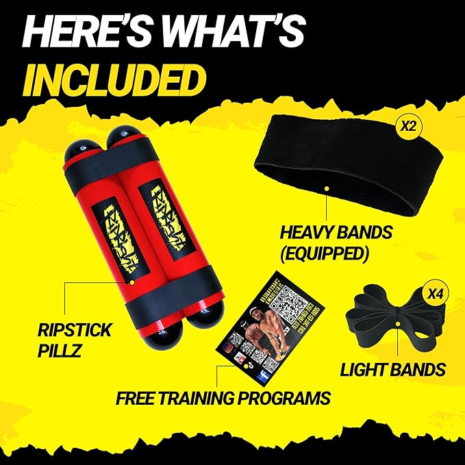 Premium RipStick Pillz, Workout Equipment for Joint Rehab, Shoulder Strength, Resistance Training, and Muscle Building, with 6 Adjustable Resistance Bands-GravixFit