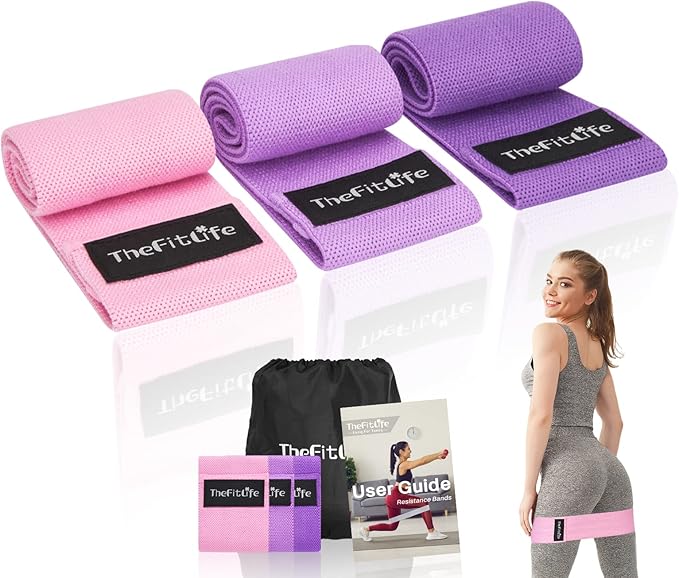 TheFitLife Resistance Exercise Bands for Women - Fabric Workout Bands for Booty, Hip, Glute, Leg, Thigh, Squat, Butt Lift Excersize and Fitness Loop Bands for Home Gym-GravixFit