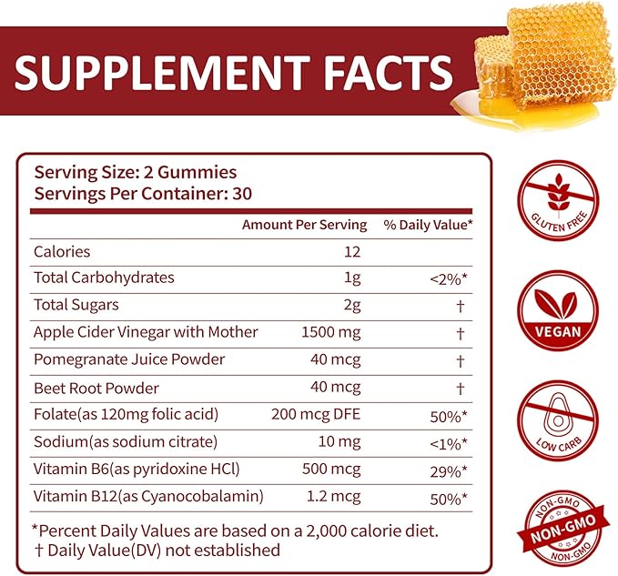(2 Pack) Apple Cider Vinegar Gummies | Keto ACV Gummies for Supports Metabolism & Fat Burn with Vitamin B6 & B12 | ACV Supplement | Lemon Honey Flavor | 120 Vegan for Women and Men-GravixFit