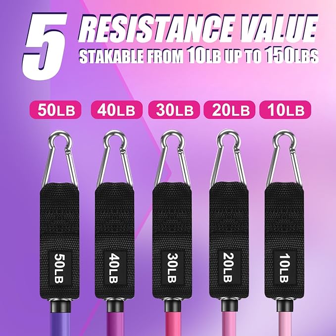 WHATAFIT Resistance Bands, Exercise Bands，Resistance Bands for Working Out, Work Out Bands with Handles for Men and Women Fitness, Strength Training Home Gym Equipment-GravixFit