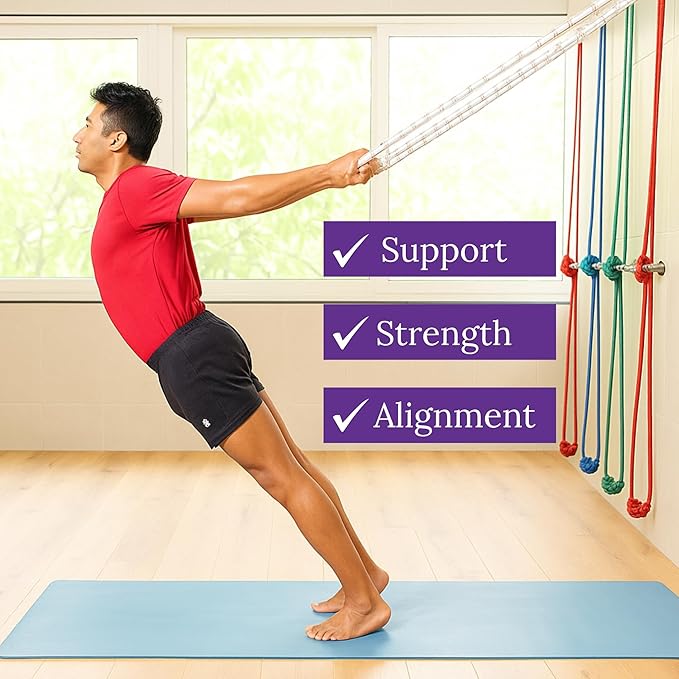 Yogikuti Iyengar Yoga Wall Rope Pair Premium Quality Cotton & Polyester Ropes for Restorative & Anti-Gravity Poses-GravixFit