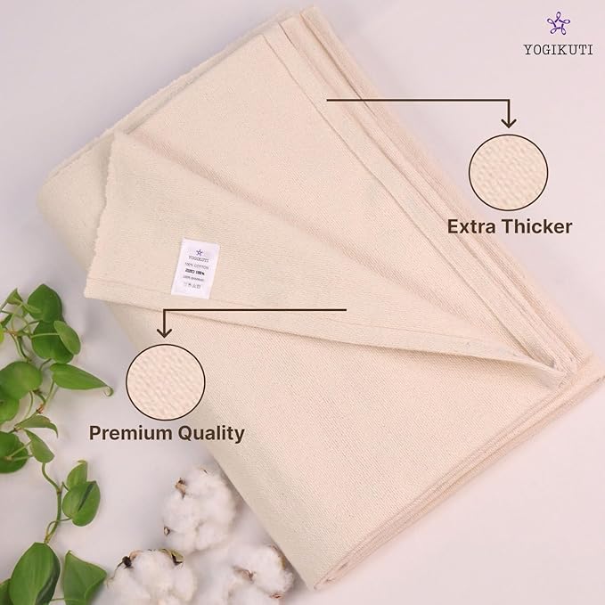 Yogikuti Iyengar Cotton Yoga Blanket Set of One – Thick Handwoven Yoga Blankets for Restorative Yoga, Meditation & Pranayama – Premium Cotton Yoga Blanket for Support & Comfort in Pranayama-GravixFit
