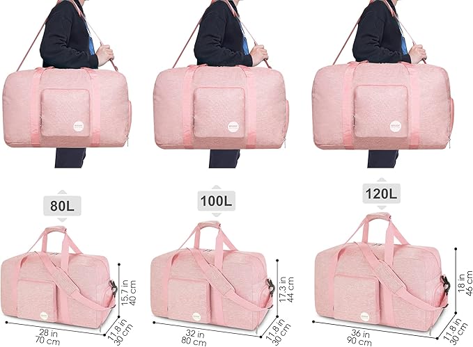 WANDF Foldable Travel Duffel Bag 60-120L Duffle Carry on for Women and Men-GravixFit