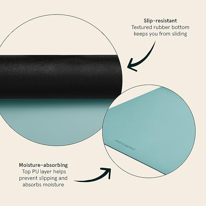 Retrospec Laguna 5mm Yoga Mat - Fitness Mat for Women, Men & Children, Slip-Resistant and Moisture Absorbing Exercise Mat for Home, Pilates, Yoga and Floor Workouts-GravixFit