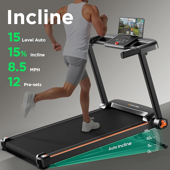 Treadmills for Home, 3.0HP Quiet Brushless Foldable Treadmill with Incline, Small Space Portable Running Walking Machine, 240/300 Lbs Capacity with Cup Holder