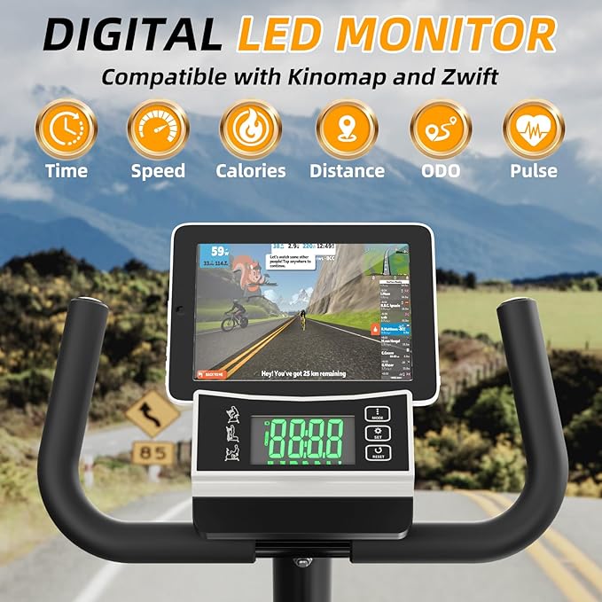 VANSWE Recumbent Exercise Bike for Adults Seniors - Recumbent Bikes for Home with Magnetic Resistance, Bluetooth and App Connectivity, Pulse Sensor-GravixFit